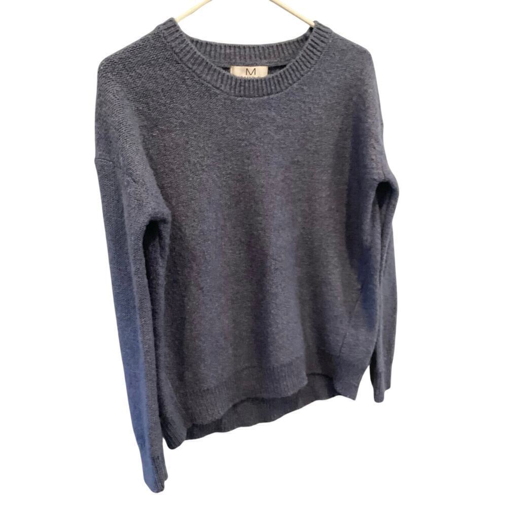 Magaschoni Mens Crewneck Mohair Sweater Blue Wool Blend Size Small Casual Preppy
